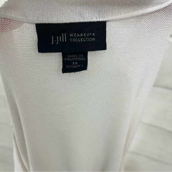 J.Jill Wearever Collection Cream V Neck Short Sleeve Cardigan Sweater - Picture 6 of 8